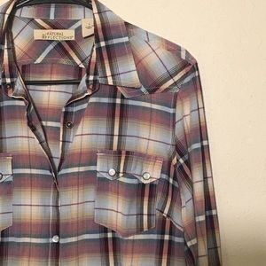 Natural Reflections (L) plaid button down western